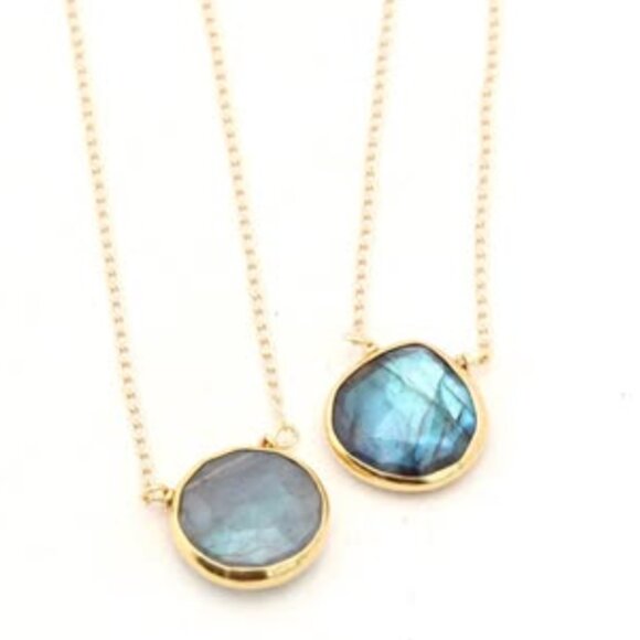 Labradorite Necklace - Short Gold Tear Drop Shape - Picture 1 of 1